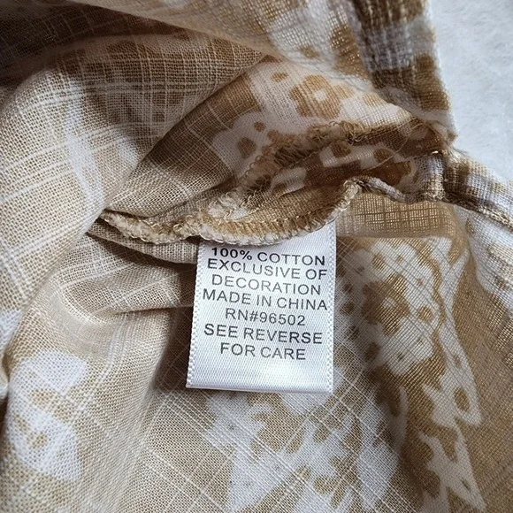 Womens Krazy Kat Lace V Neck Boho Floral Tunic Tan M White Cotton - Picture 7 of 16